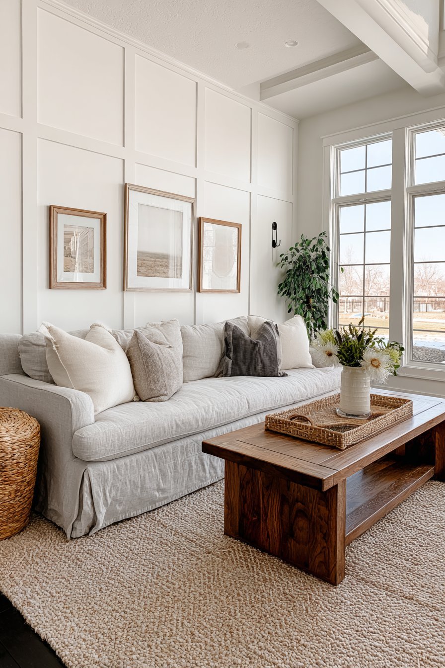 Classic Board and Batten White Farmhouse Wall