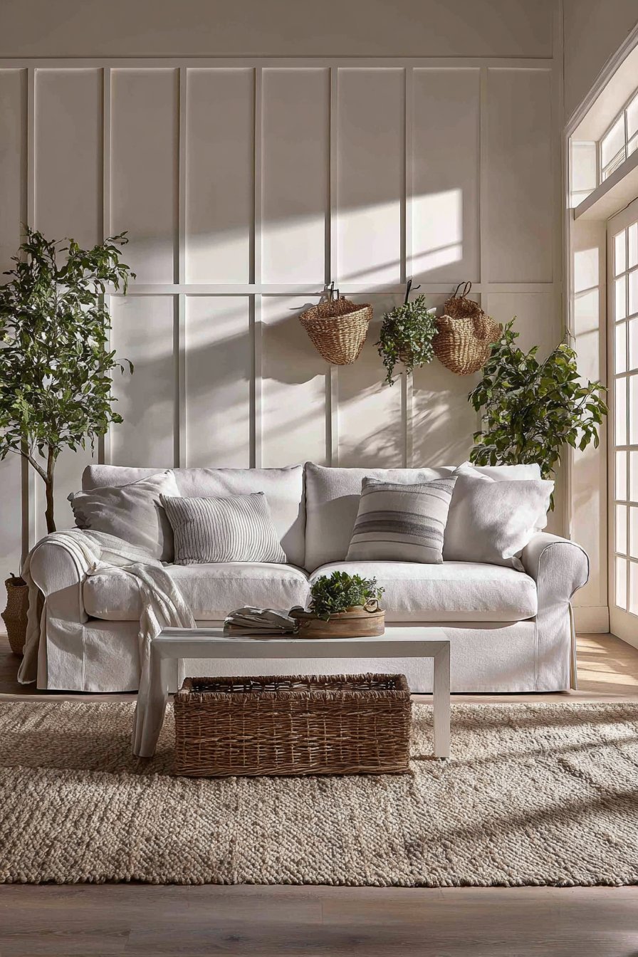 Classic Board and Batten White Farmhouse Wall