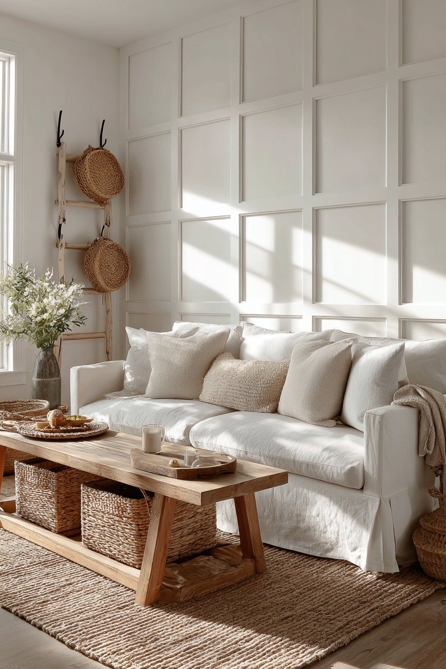 Classic Board and Batten White Farmhouse Wall