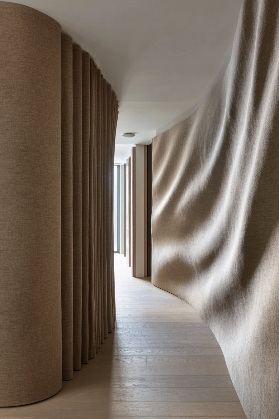 Flexible Natural Linen Curtain Installation