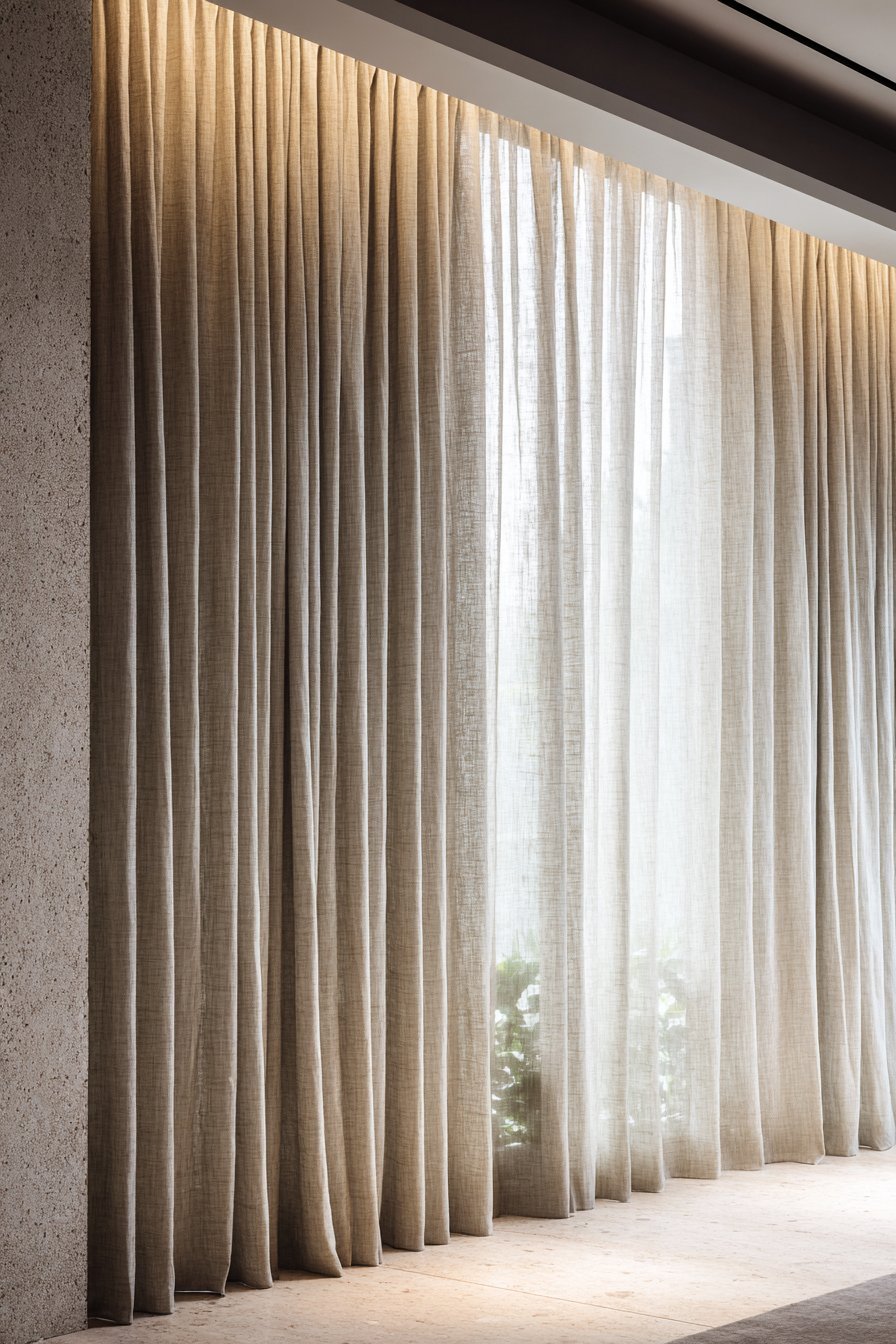 Flexible Natural Linen Curtain Installation