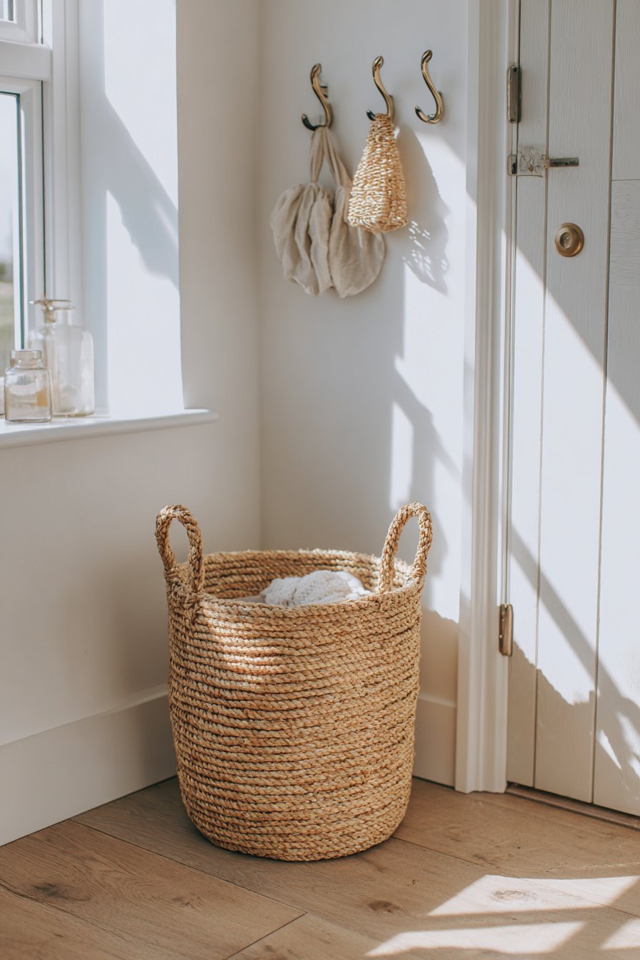 Practical Woven Seagrass Hamper Solution
