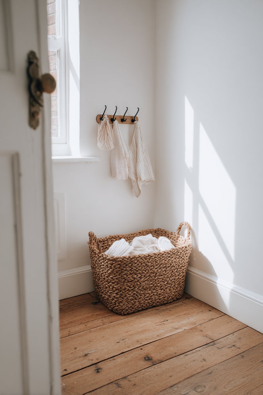 Practical Woven Seagrass Hamper Solution