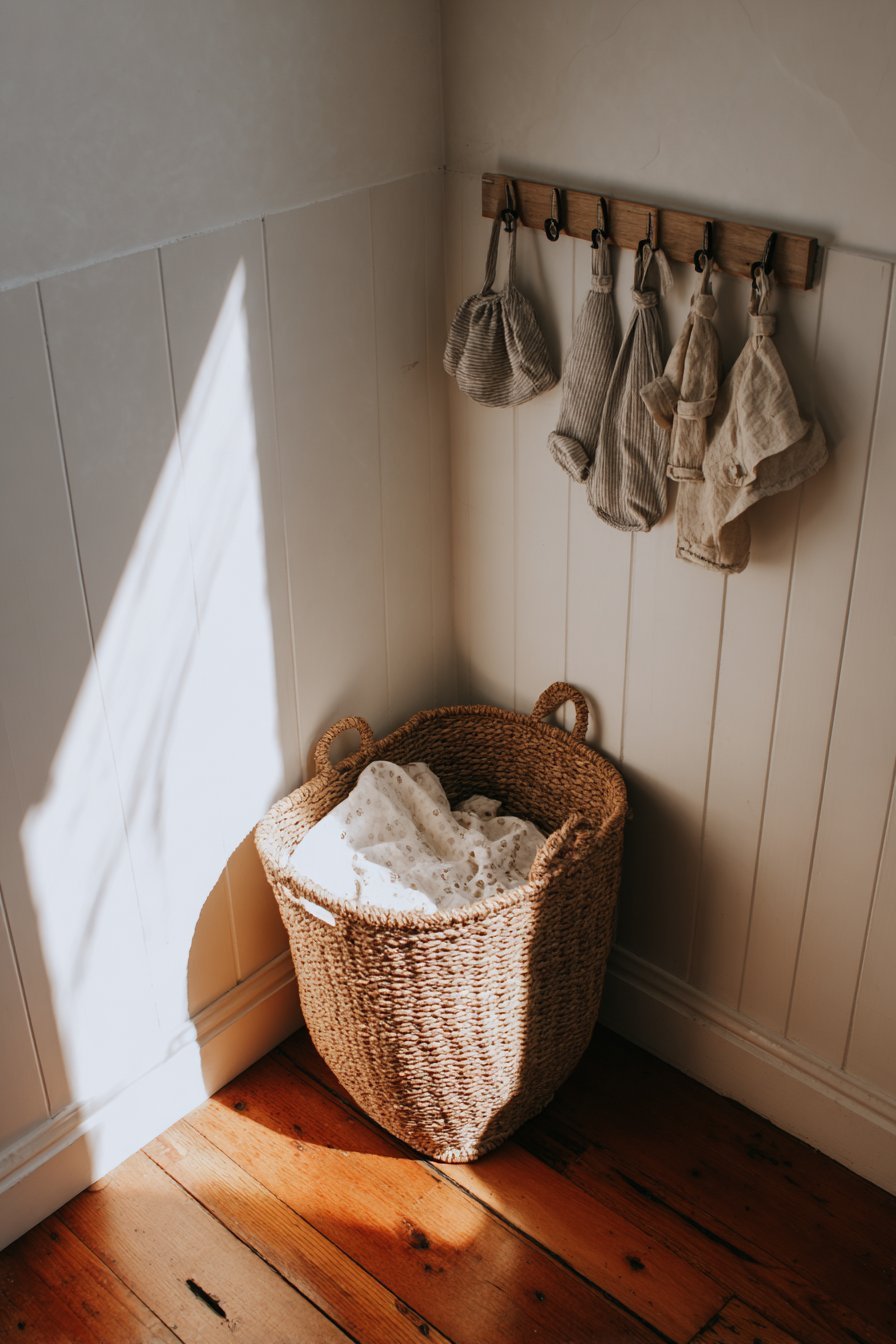 Practical Woven Seagrass Hamper Solution