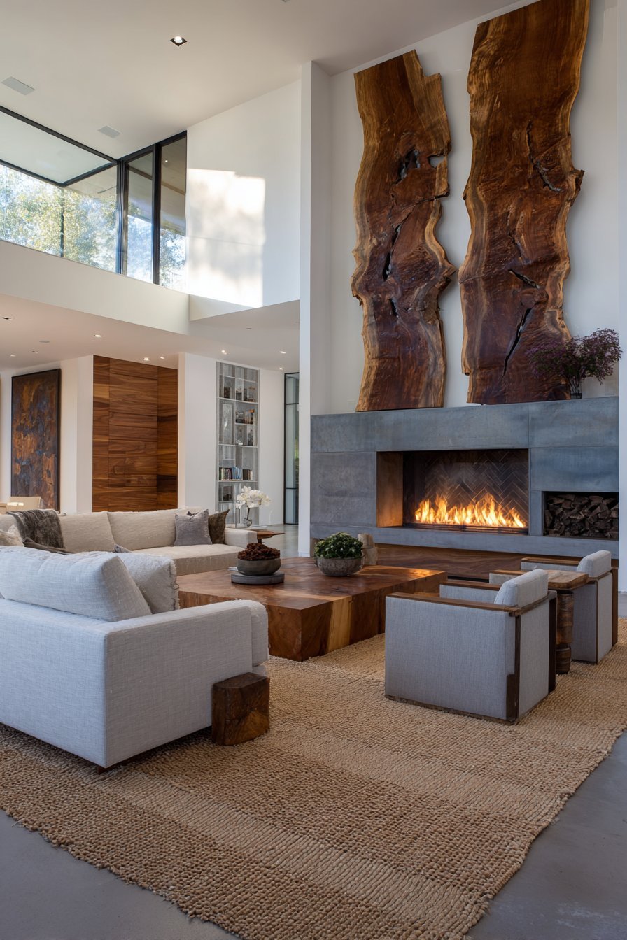 Live Edge Wood Slab Feature Wall