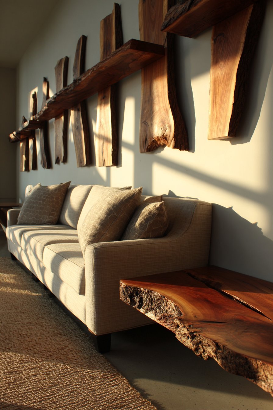 Live Edge Wood Slab Feature Wall