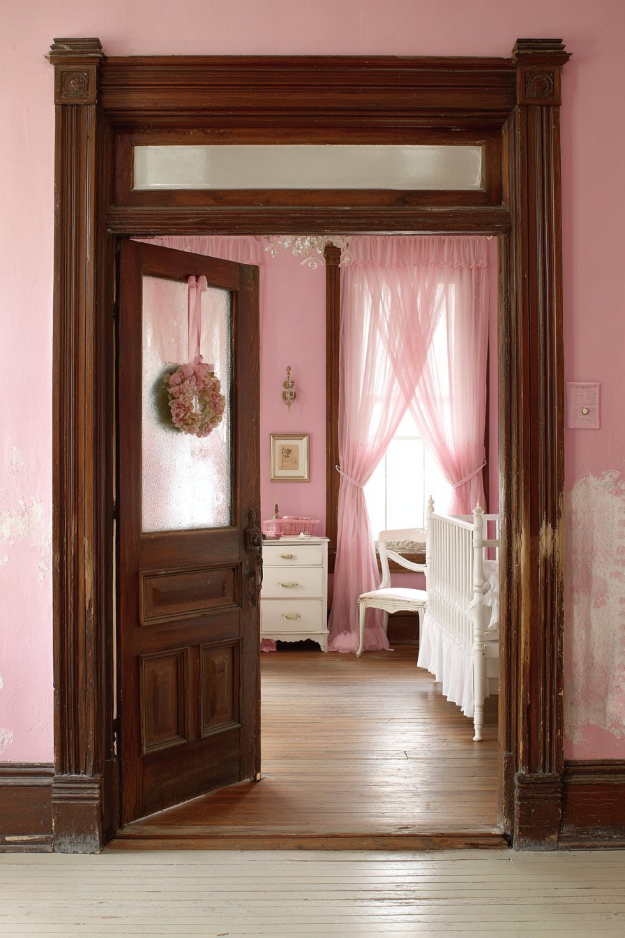 Vintage Ribbon Wreath Doorway