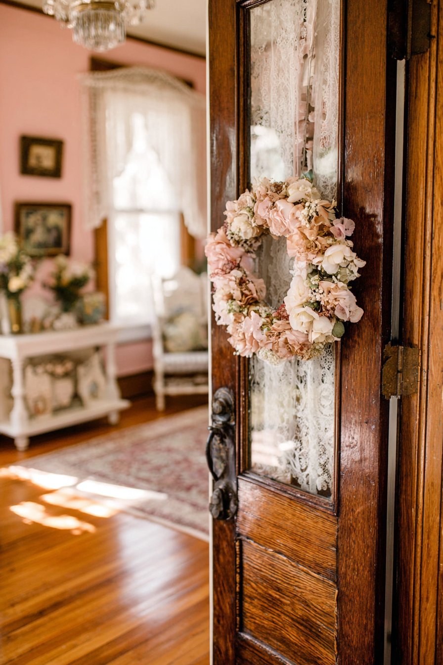 Vintage Ribbon Wreath Doorway