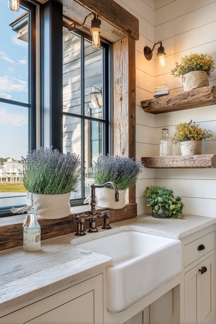 Repurposed Window Frame with Dried Lavender