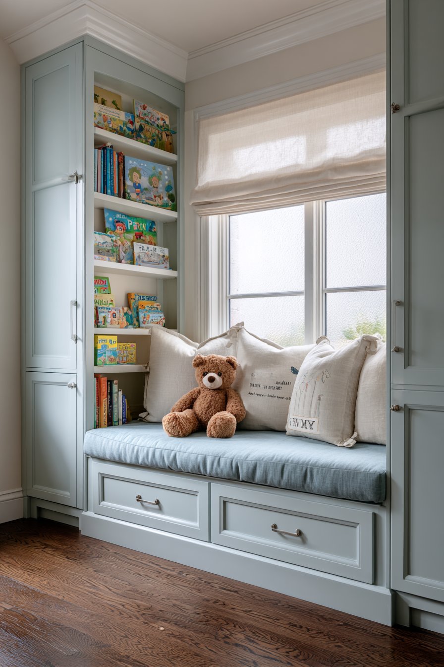 Custom Window Seat with Storage Drawers
