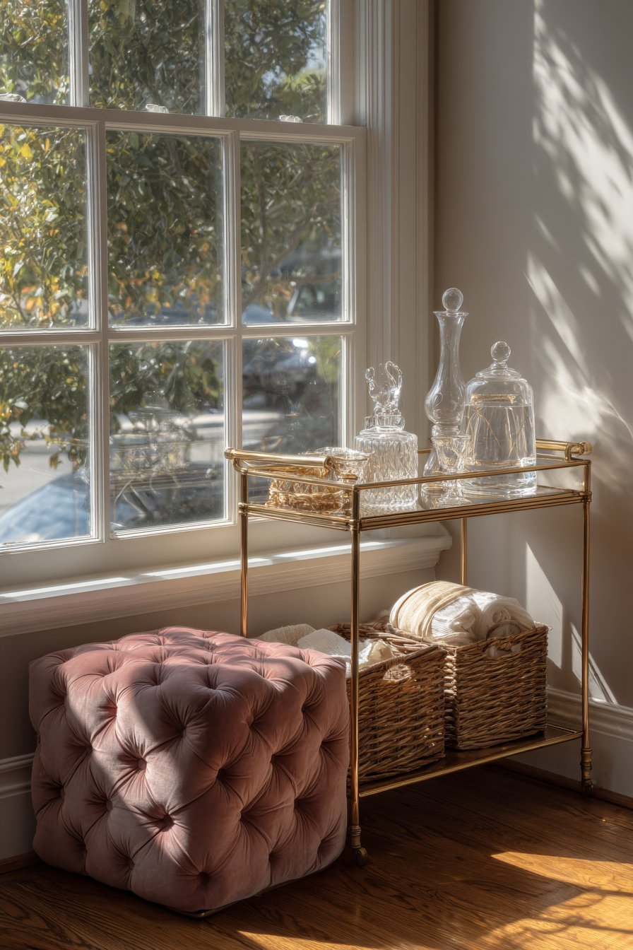 Brass Bar Cart Nursery Station