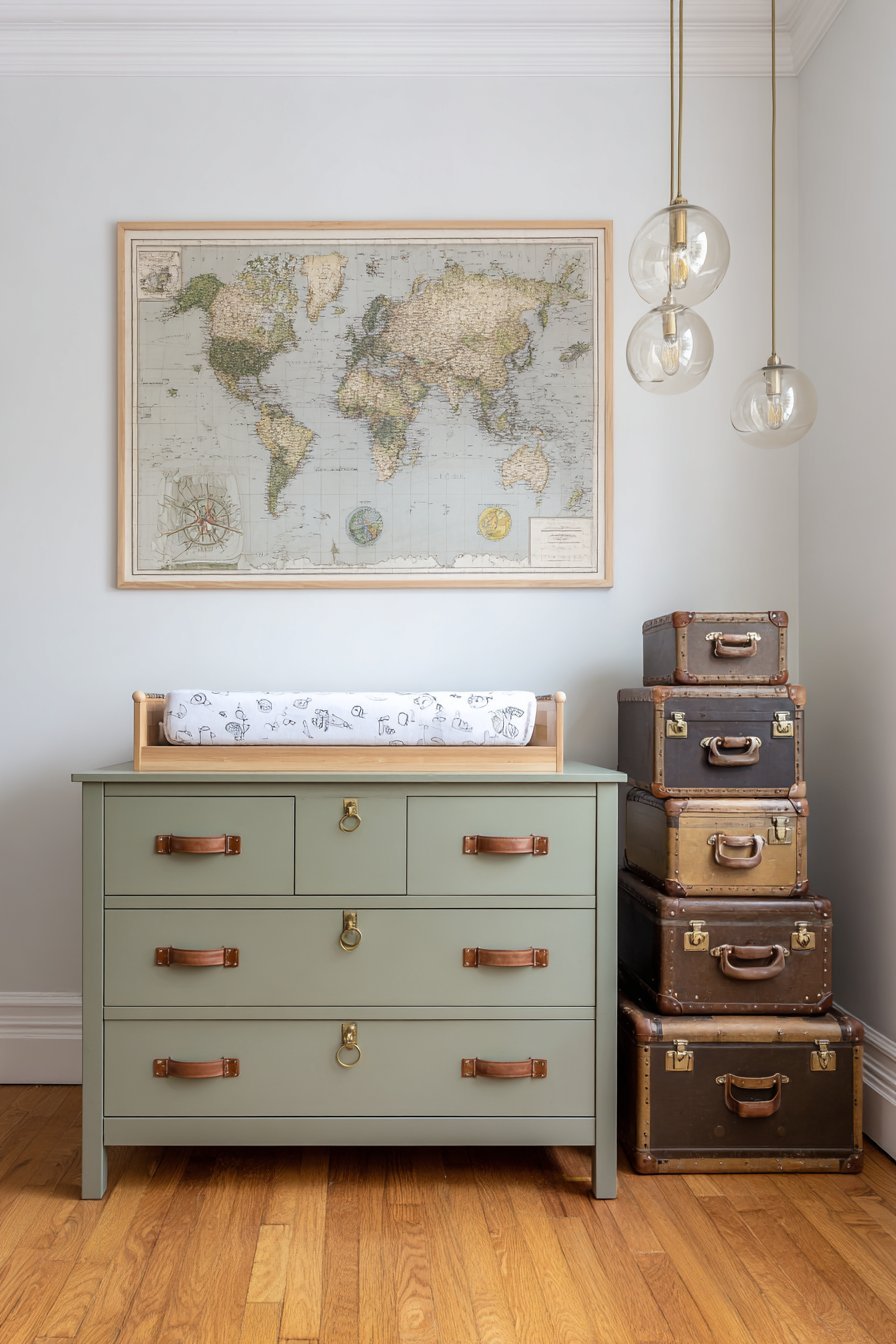 Vintage Campaign Dresser Travel Theme