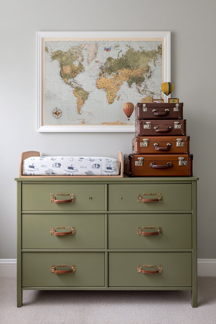 Vintage Campaign Dresser Travel Theme
