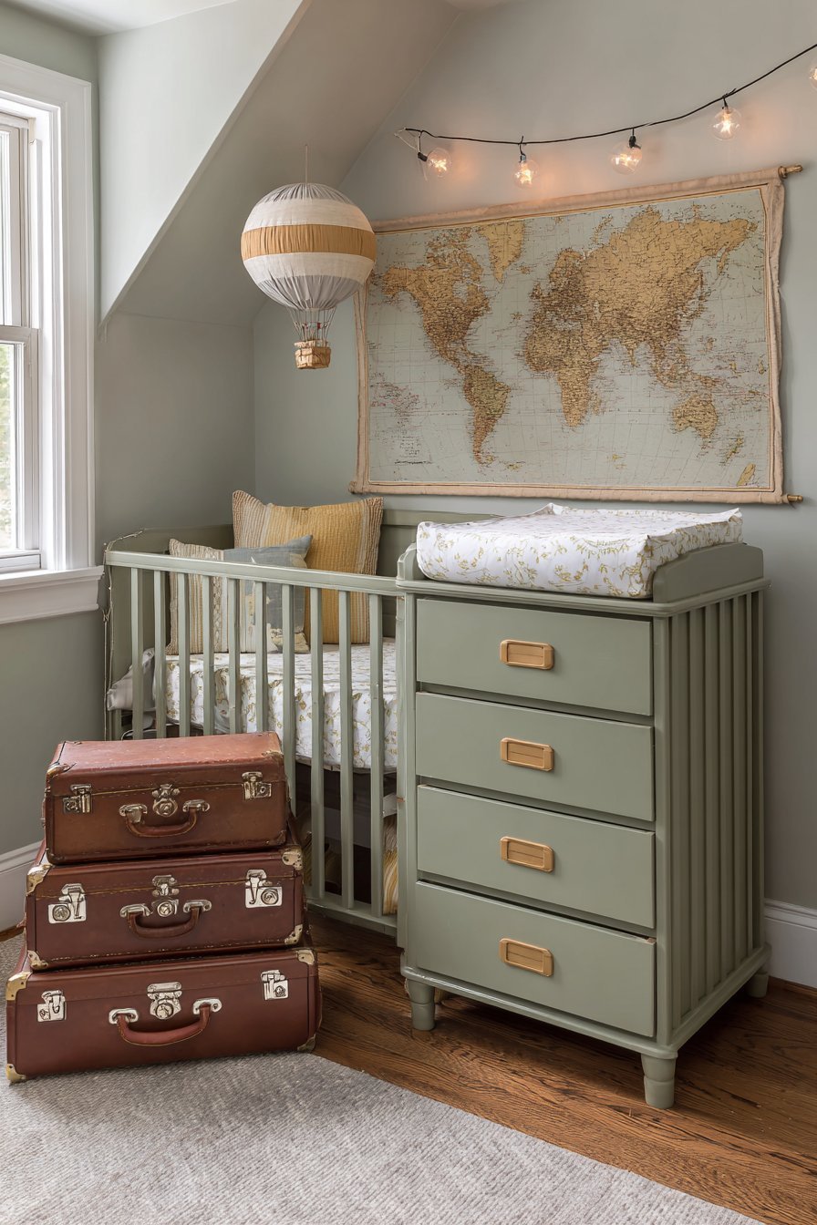 Vintage Campaign Dresser Travel Theme