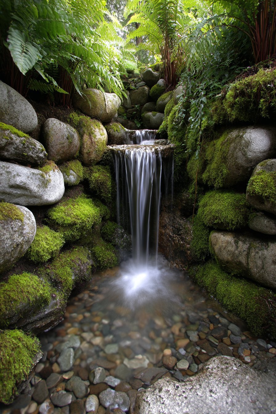 Hillside Waterfall with Grotto Atmosphere