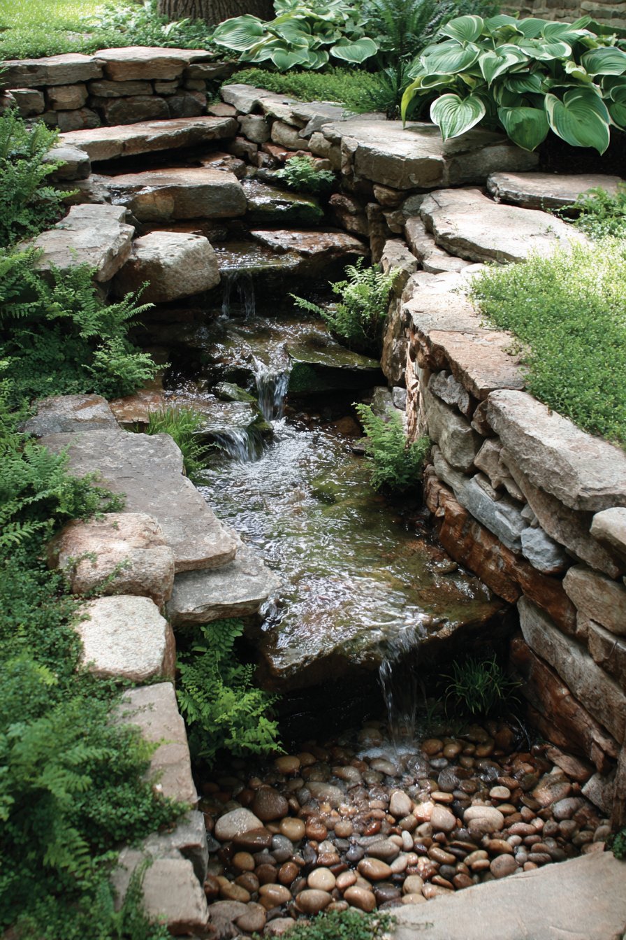 Hillside Waterfall with Grotto Atmosphere