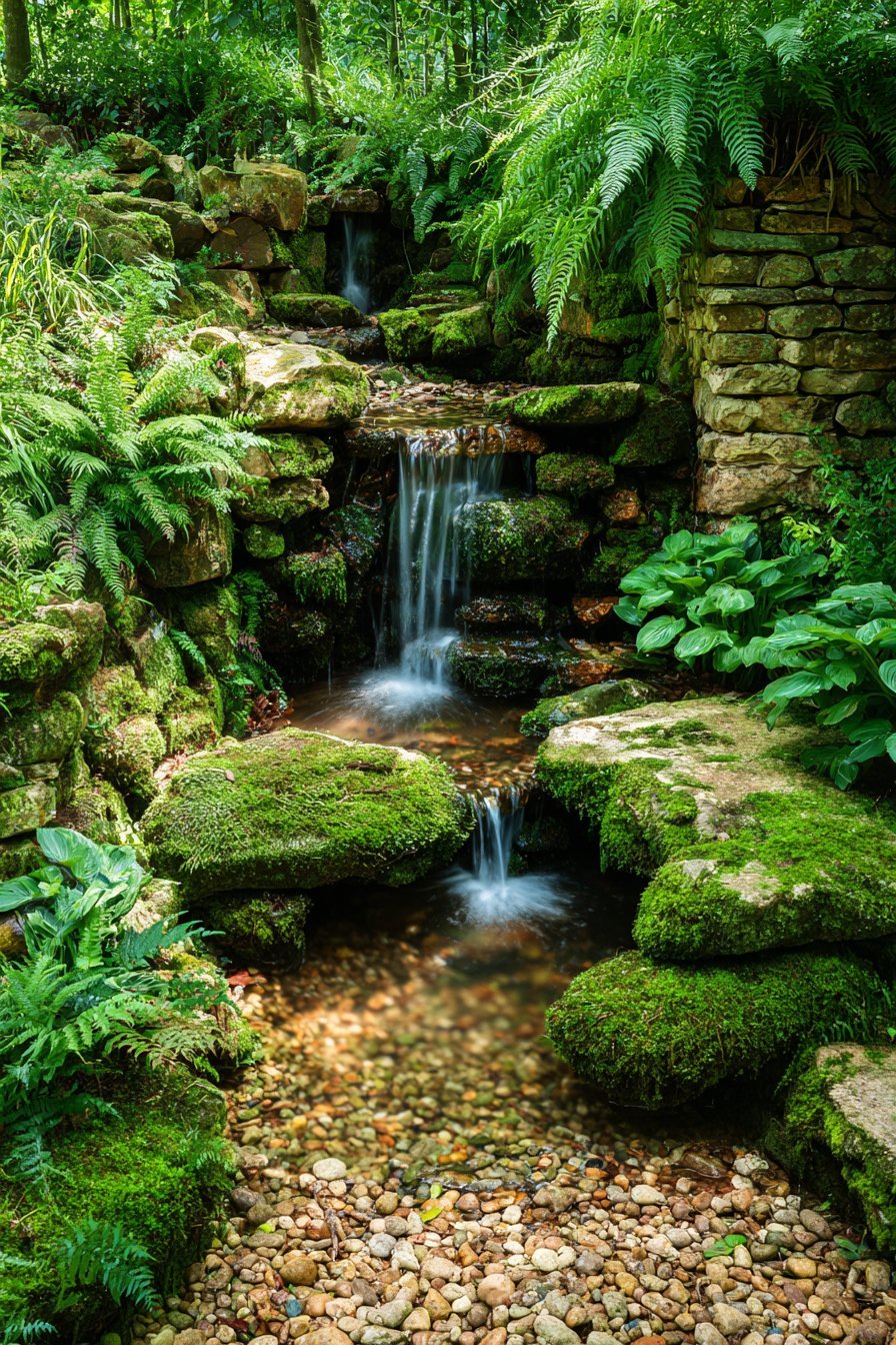 Hillside Waterfall with Grotto Atmosphere