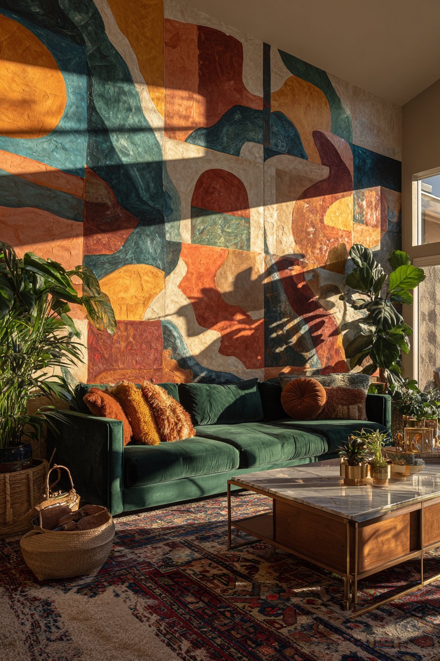 Artistic Hand-Painted Abstract Mural