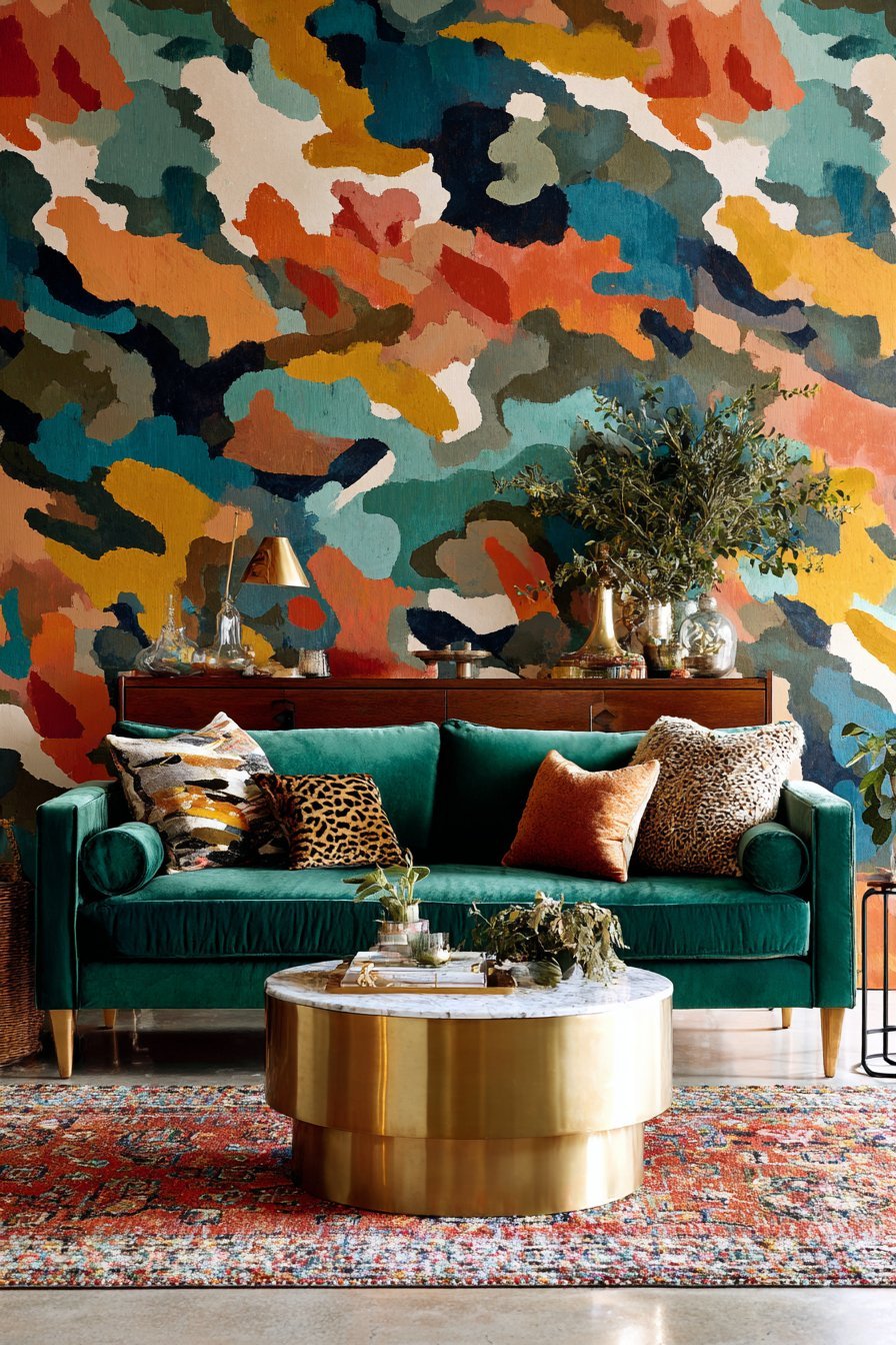 Artistic Hand-Painted Abstract Mural