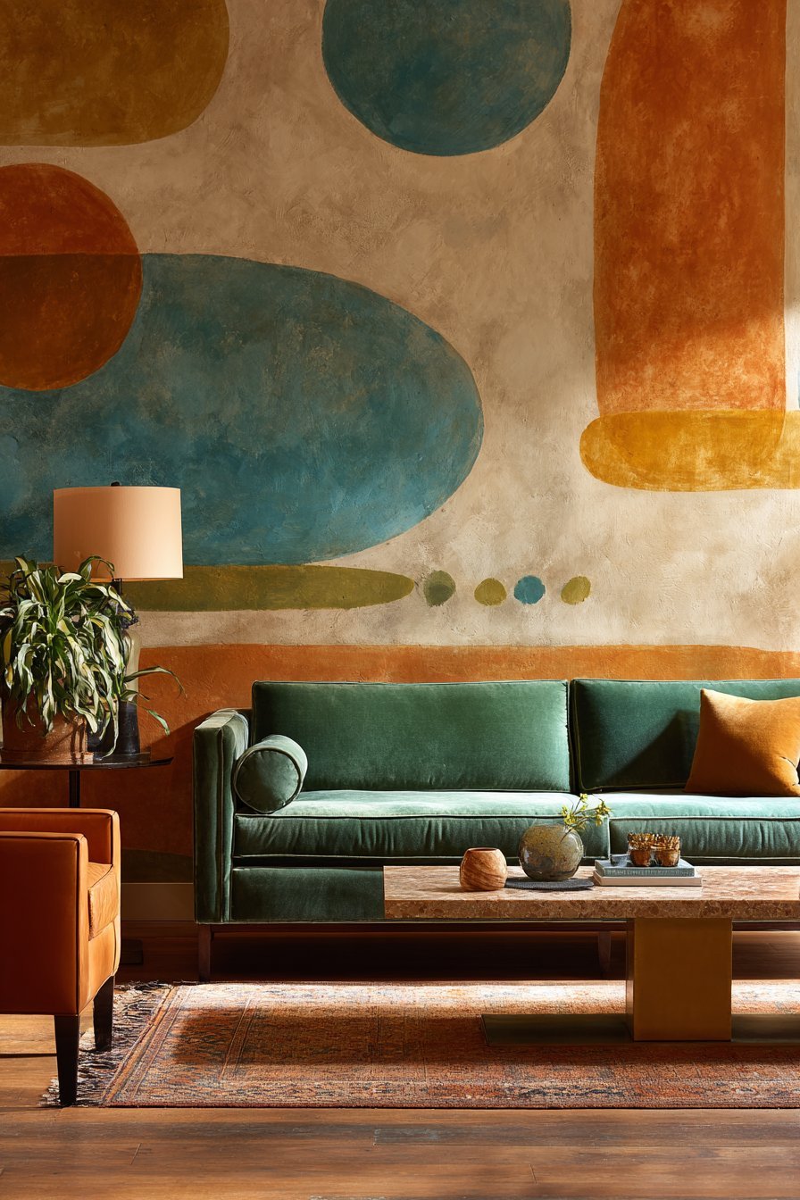 Artistic Hand-Painted Abstract Mural