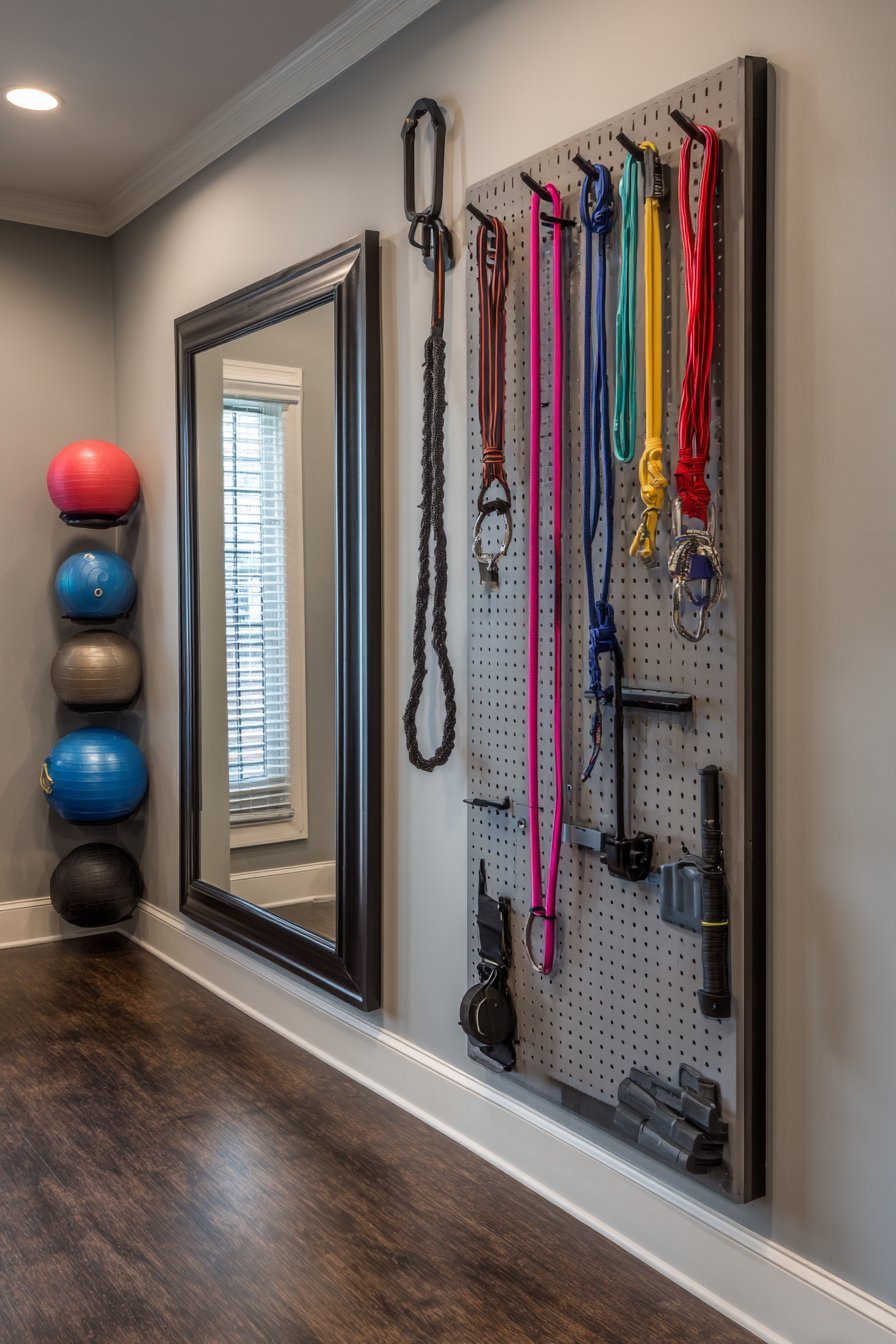 Home Gym Pegboard Organization