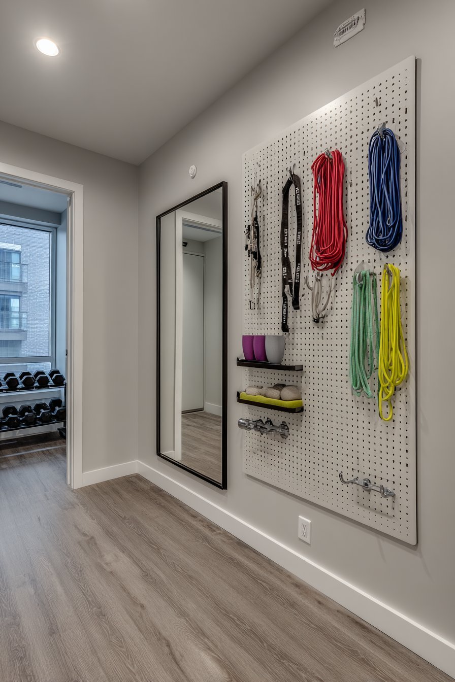 Home Gym Pegboard Organization