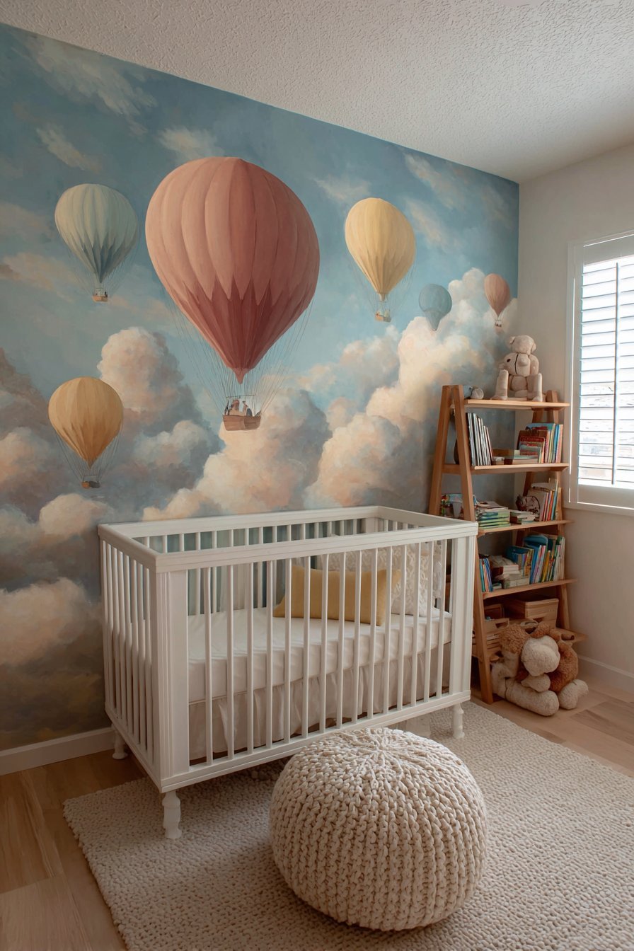 Whimsical Hot Air Balloon Mural