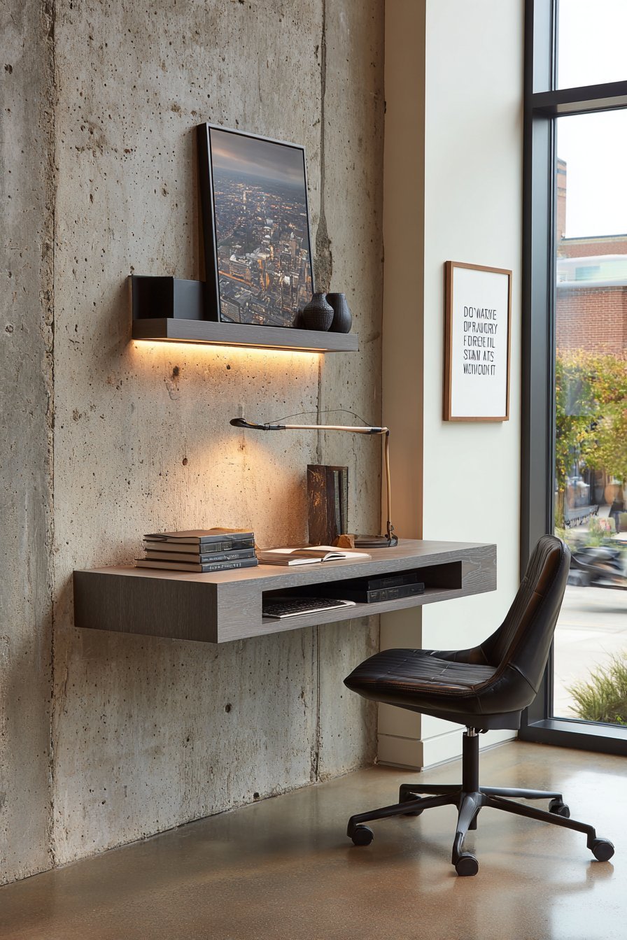 Industrial Concrete Wall Mounted Workspace