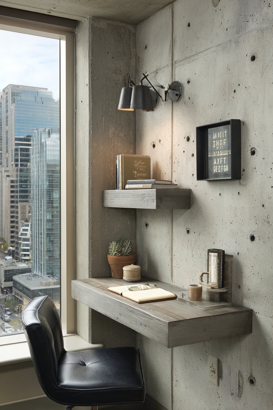 Industrial Concrete Wall Mounted Workspace