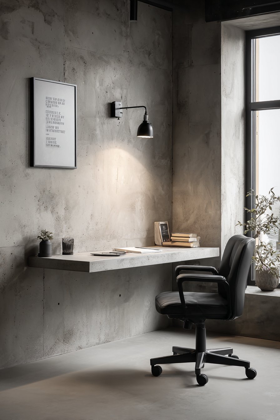 Industrial Concrete Wall Mounted Workspace