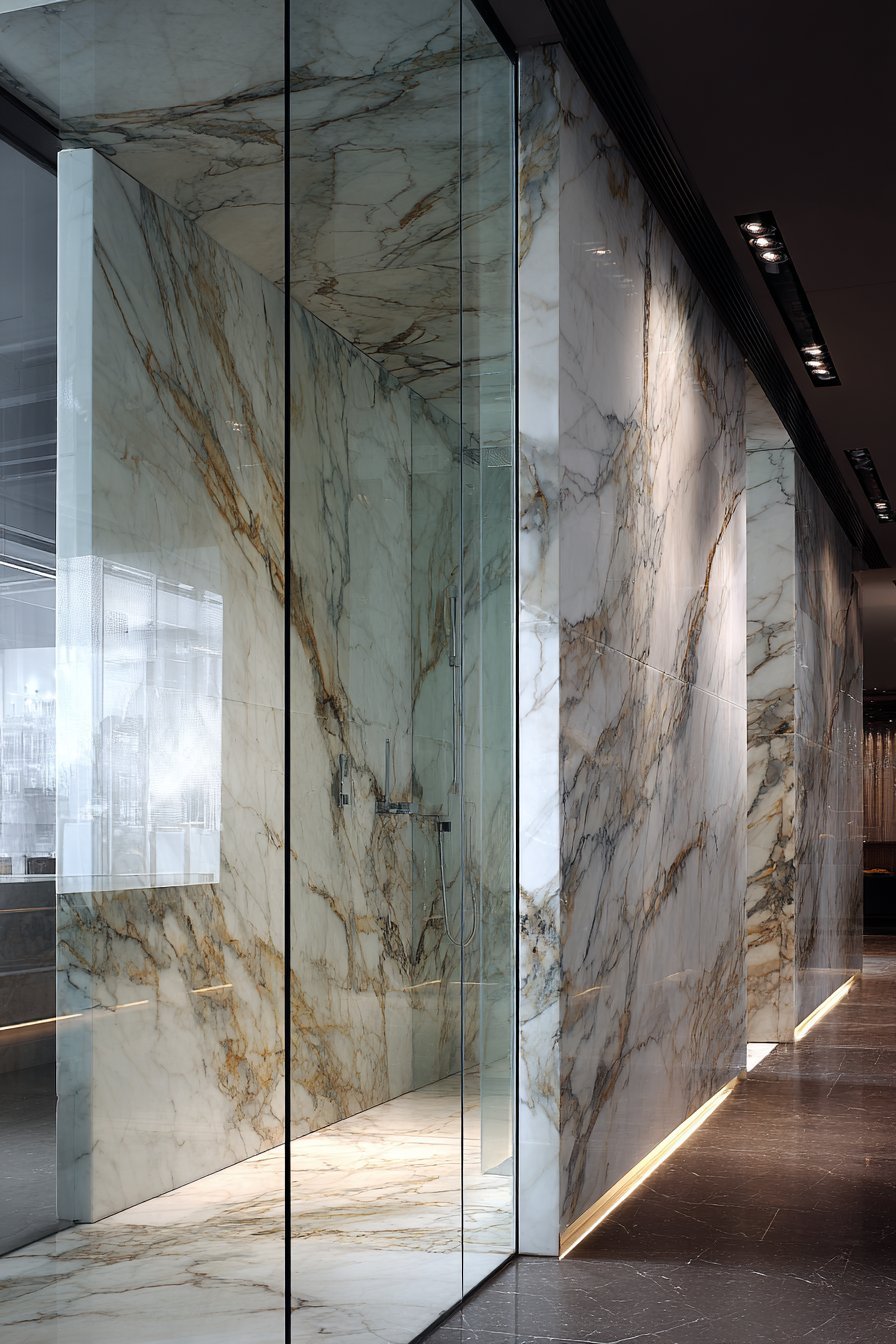 Book-Matched Marble Bathroom