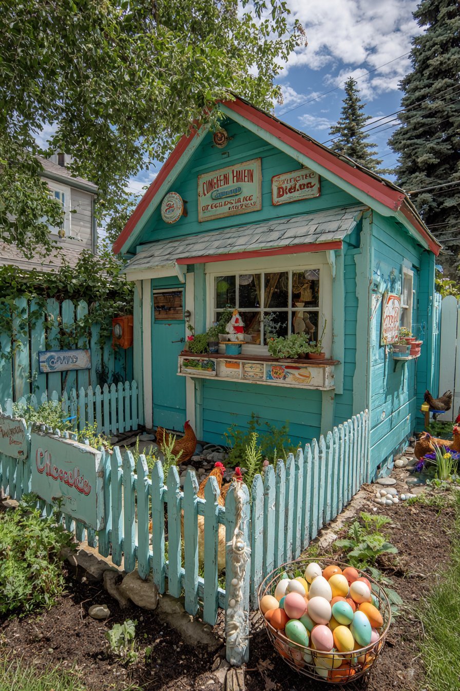 Turquoise Chicken Coop Charm