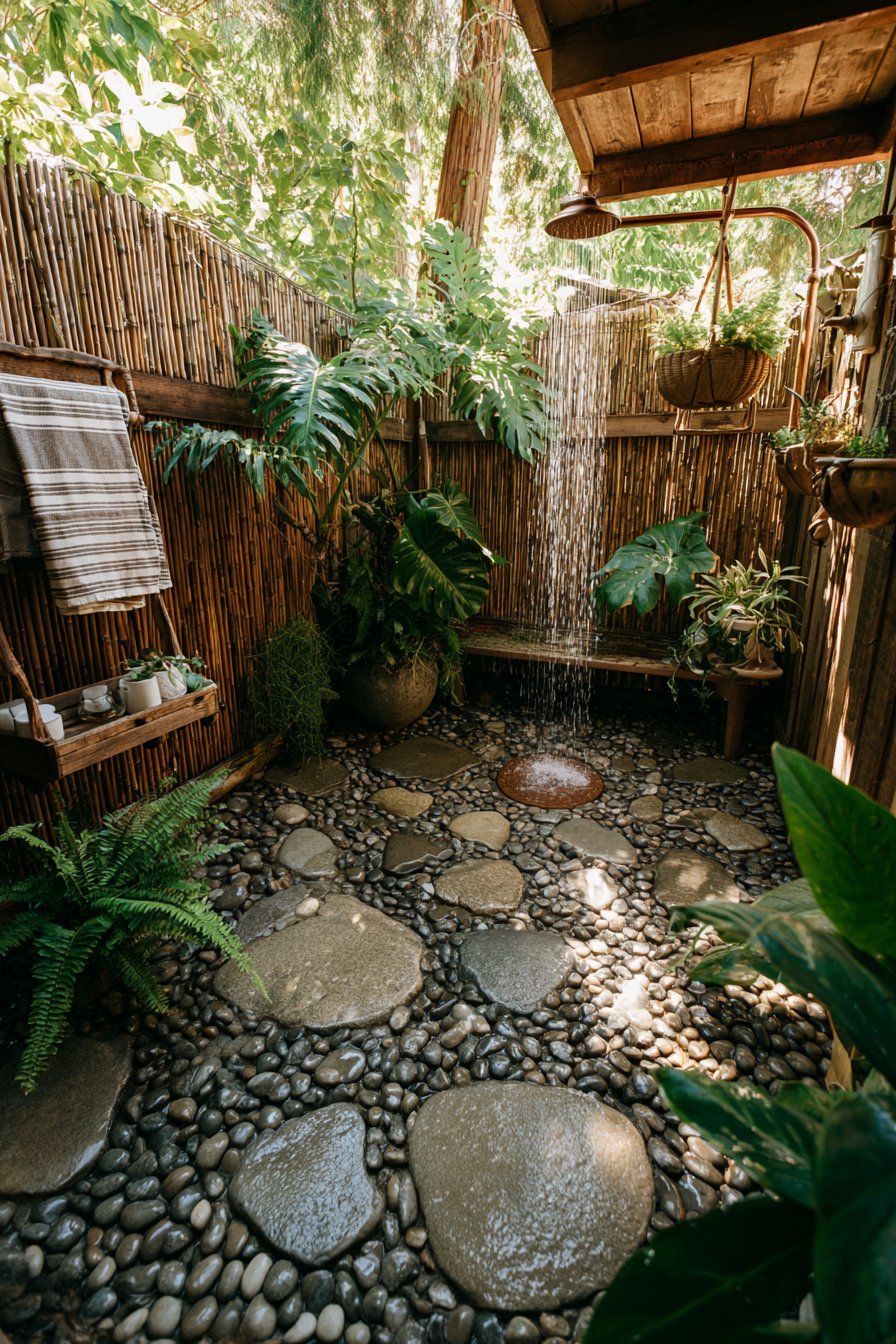 Outdoor Shower with Copper Fixtures