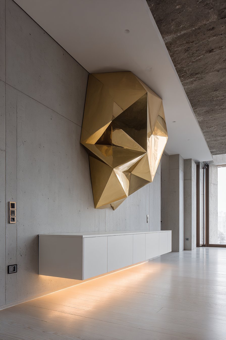 Modern Minimalist Geometric Brass Sculpture