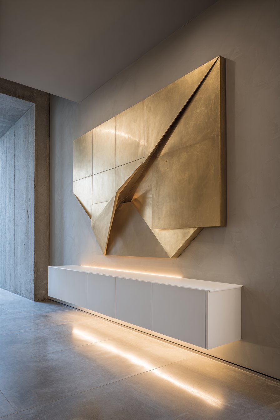 Modern Minimalist Geometric Brass Sculpture