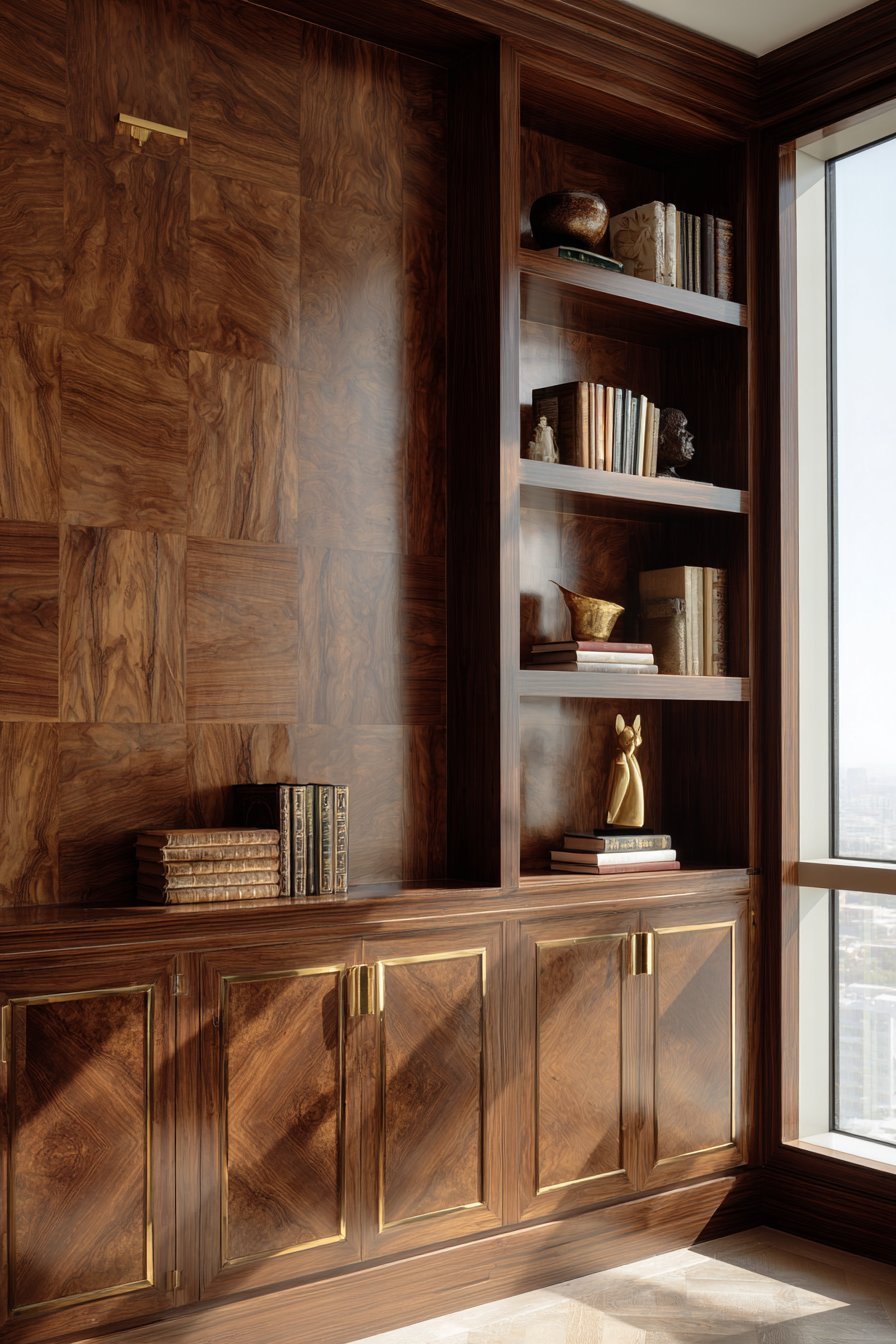 Book-Matched Walnut Millwork