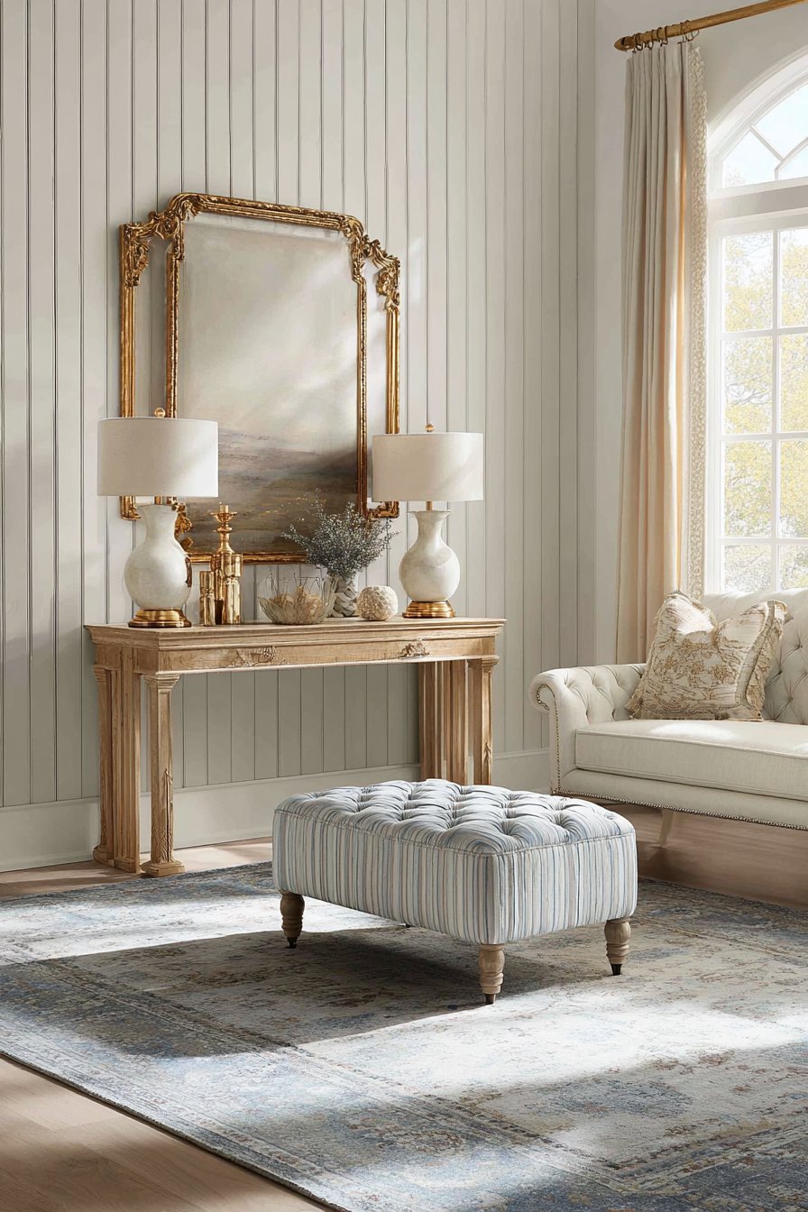 Sophisticated Greige Tongue and Groove Paneling