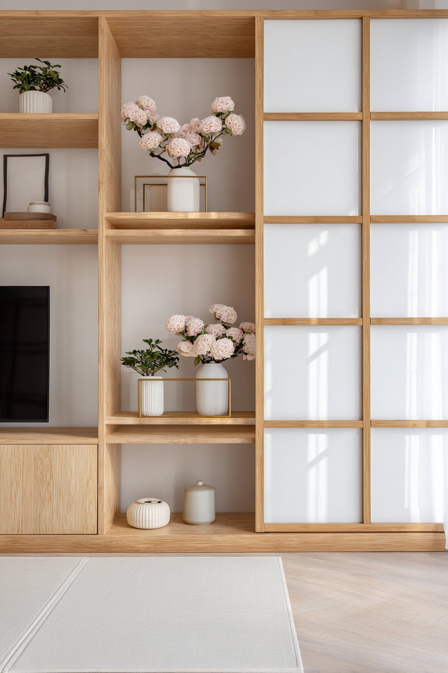 Traditional Mahogany Library Built-In Bookcases