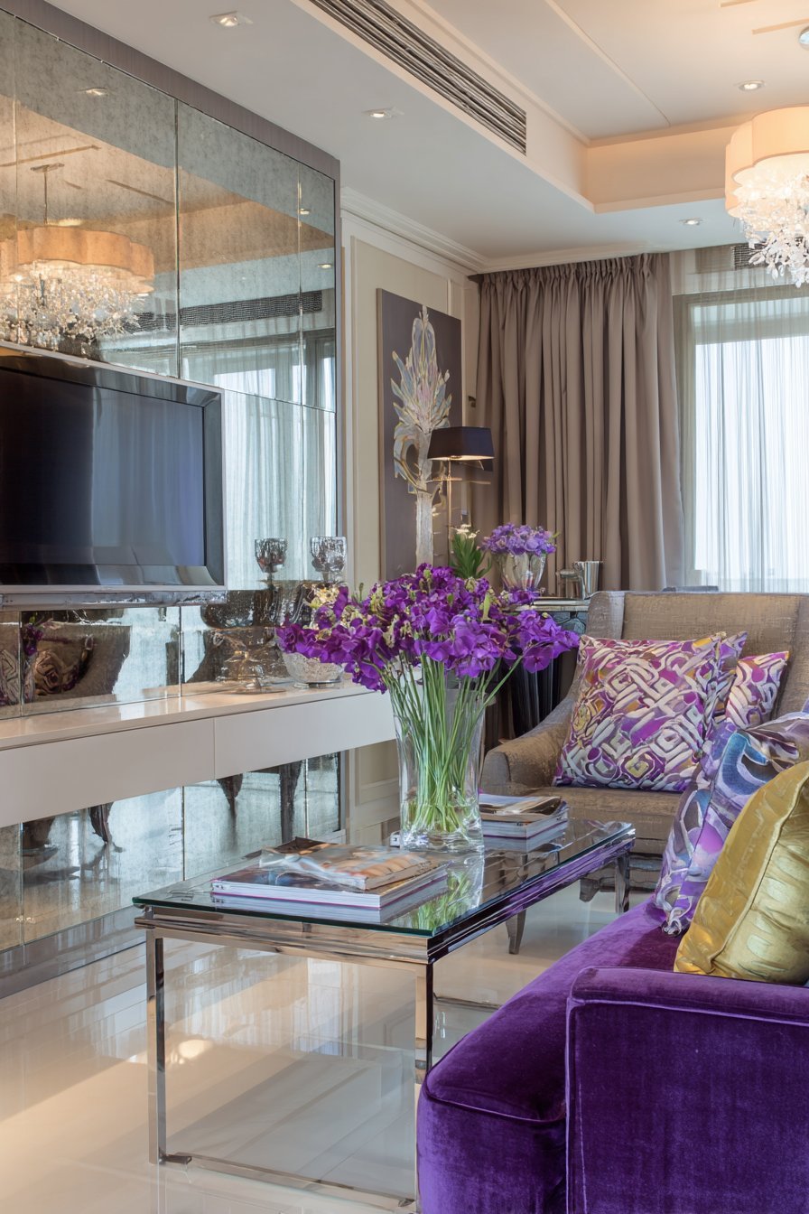 Glamorous Mirror-Paneled Accent Wall