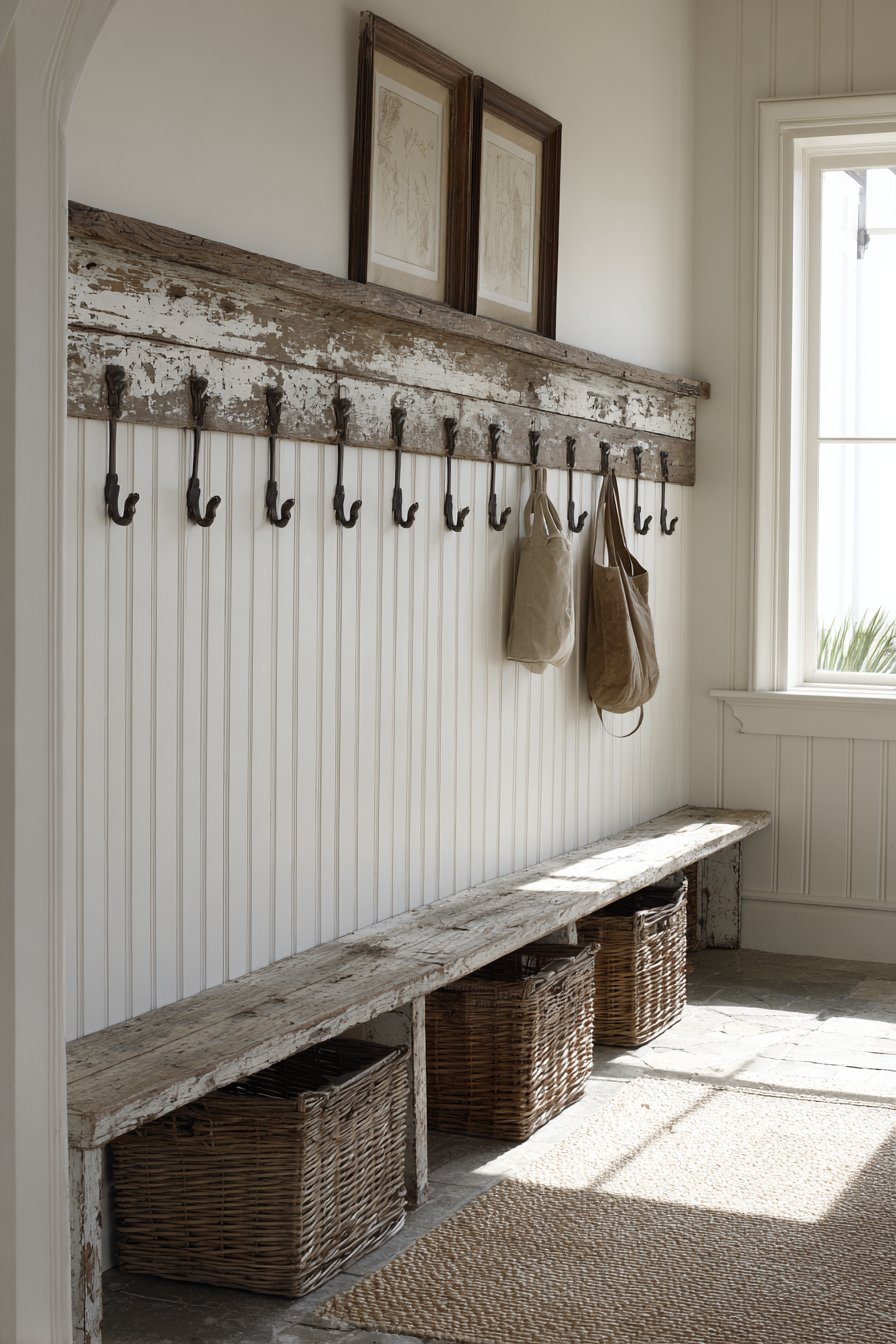 Coastal Mudroom Functional Hook Display