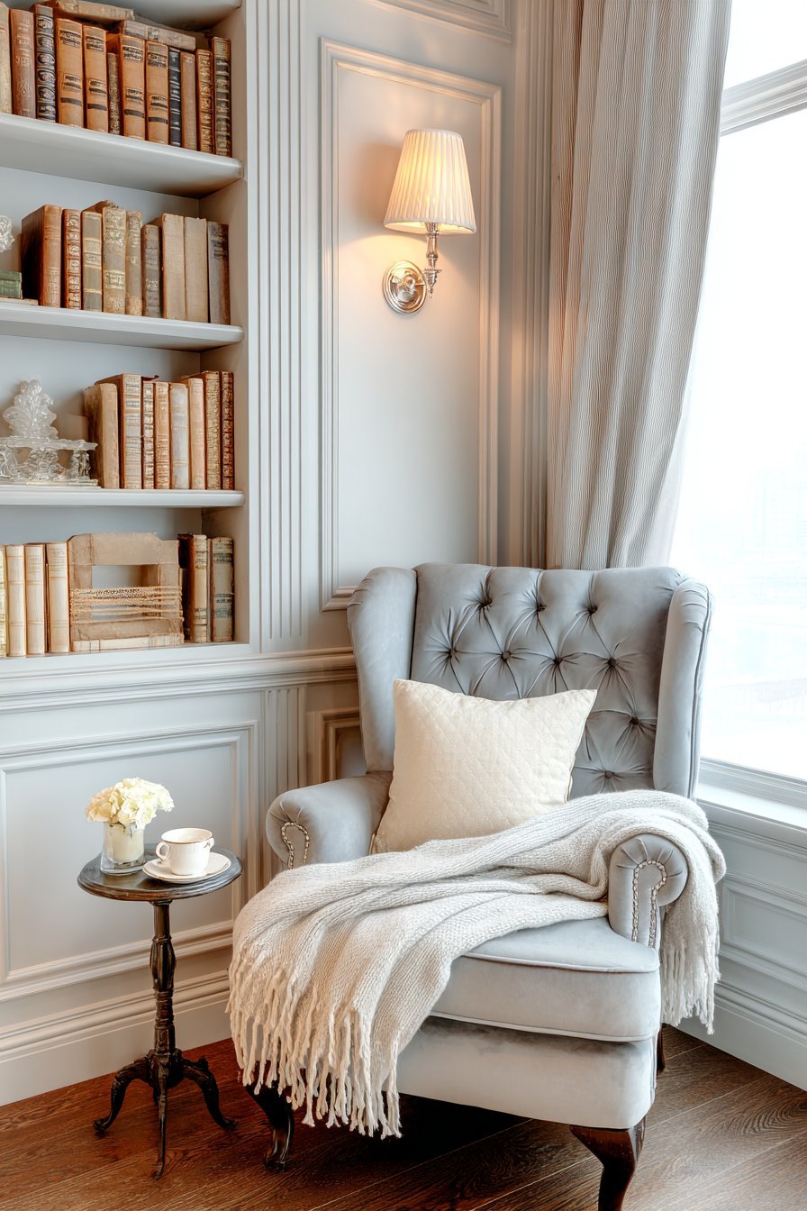 Sophisticated Reading Corner with Wingback Glider