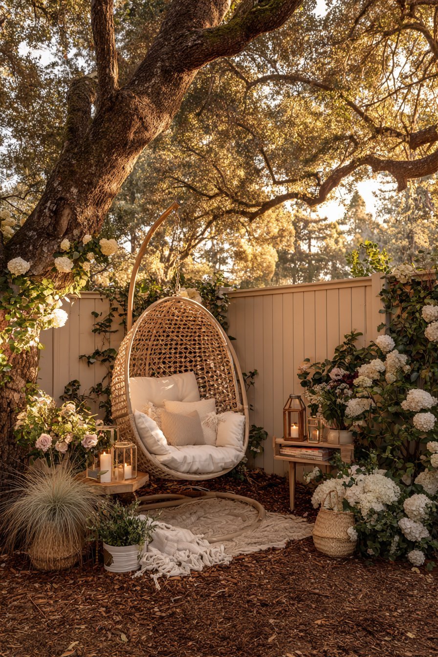 Intimate Tree-Hung Reading Nook