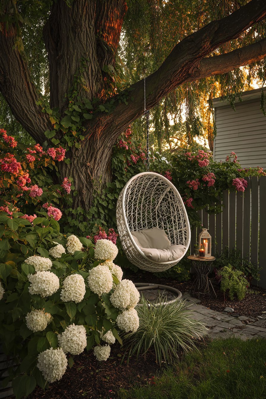 Intimate Tree-Hung Reading Nook
