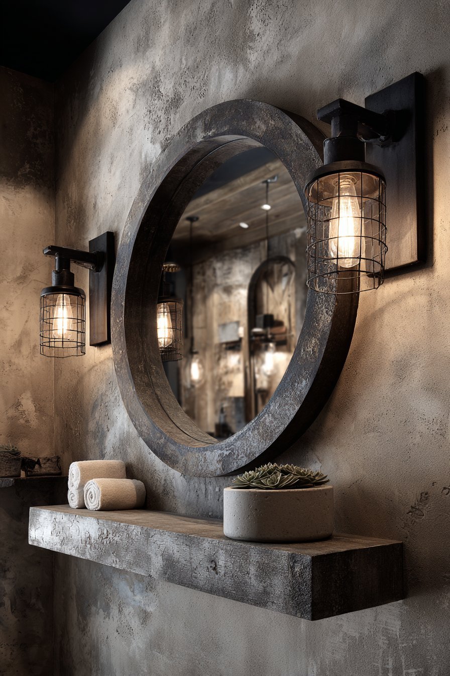 Vintage Brass Circular Mirror Statement