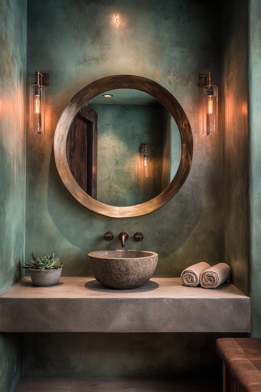Vintage Brass Circular Mirror Statement