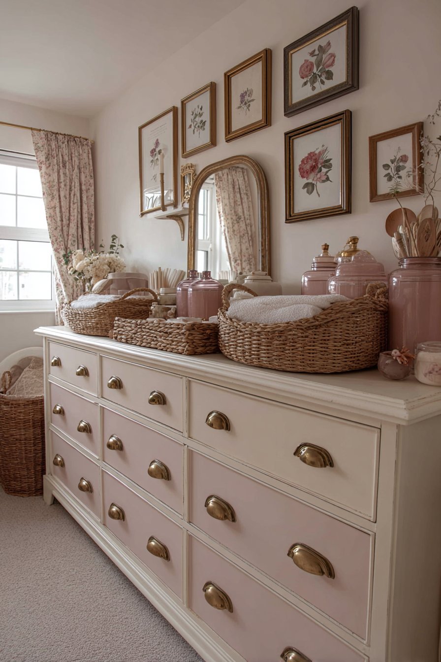 Repurposed Antique Dresser Storage
