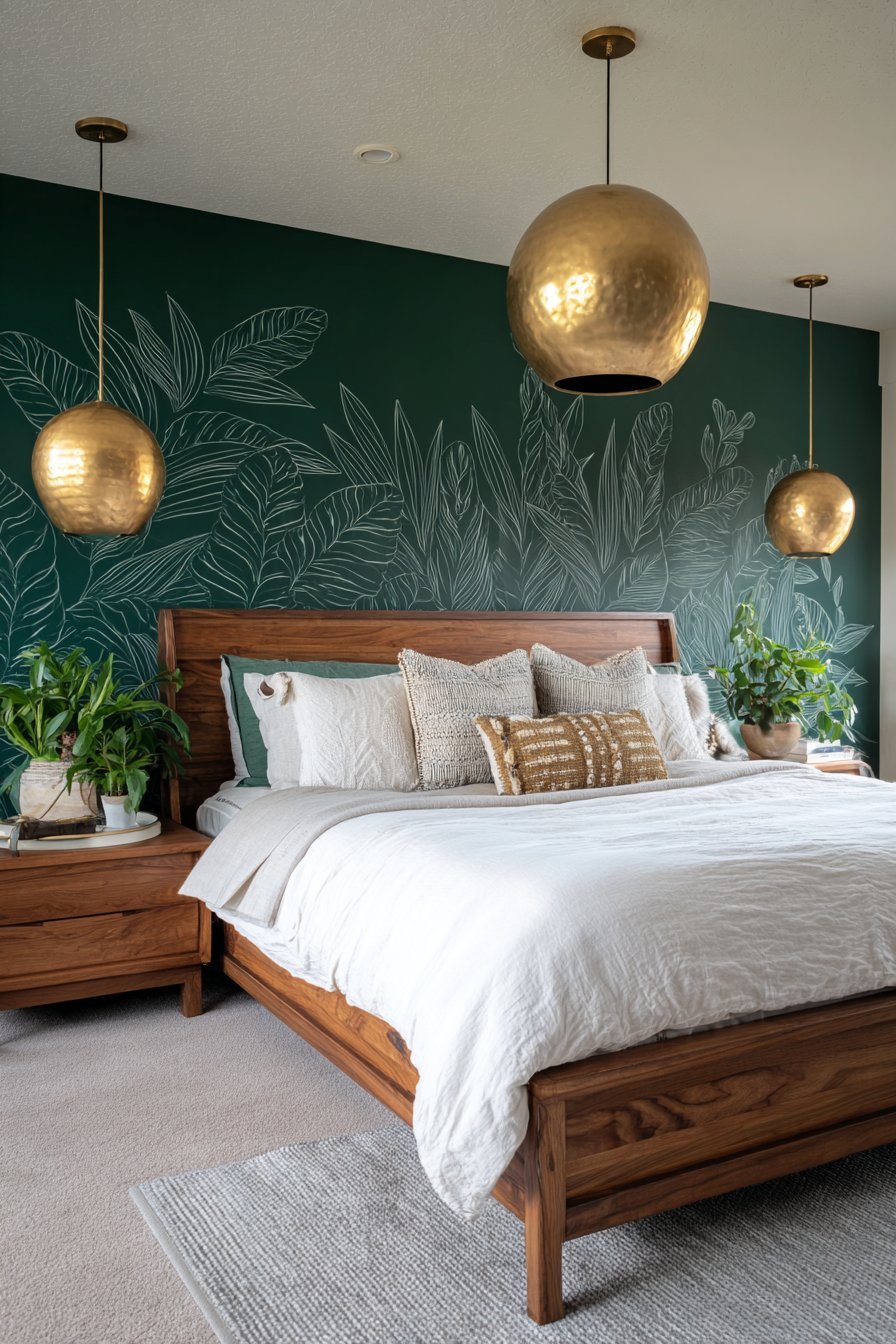 Accent Wall with Bold Paint or Wallpaper