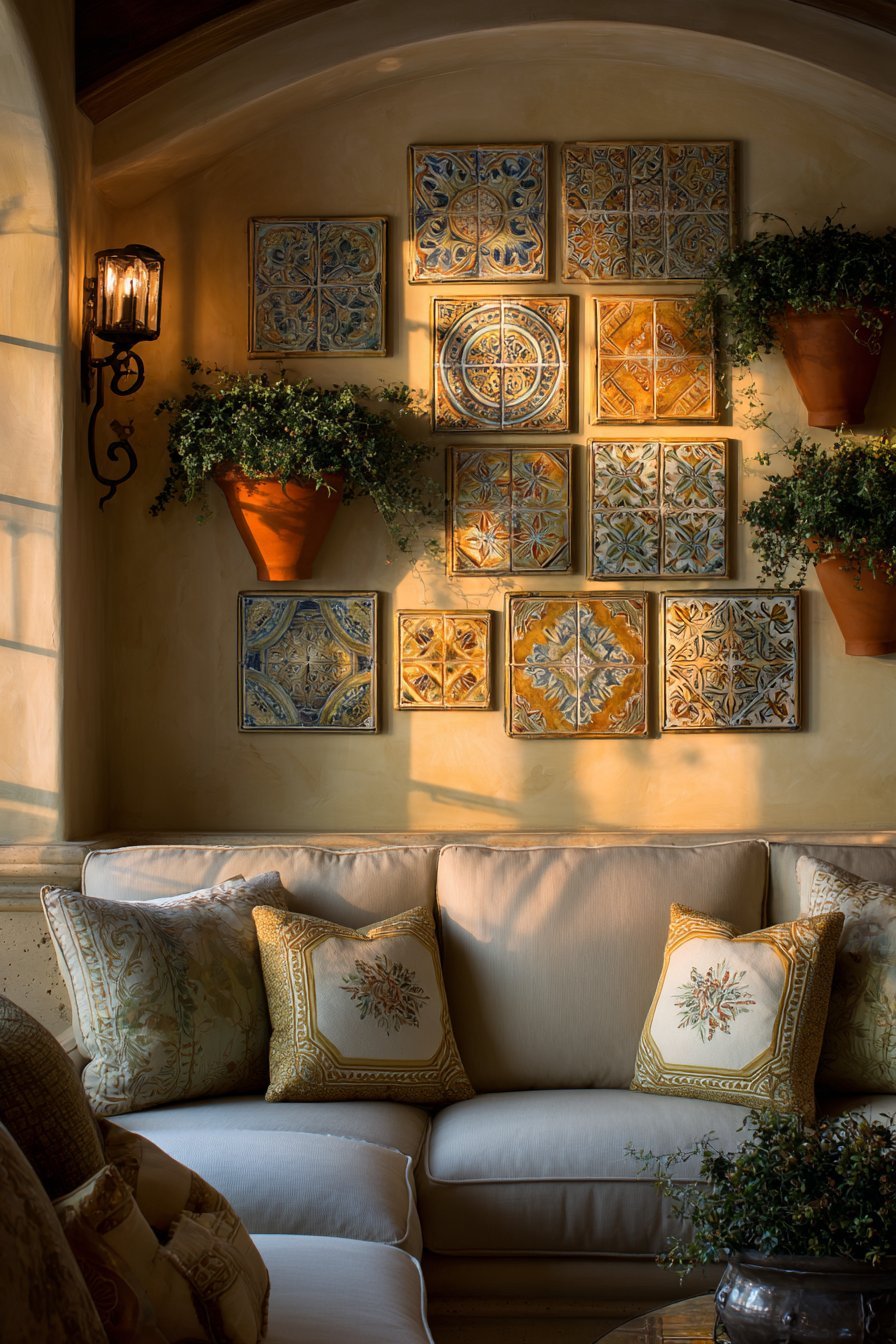 Mediterranean Hand-Painted Ceramic Tile Art