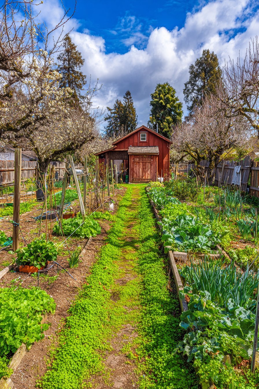 Productive Fruit Orchard with Espaliered Trees