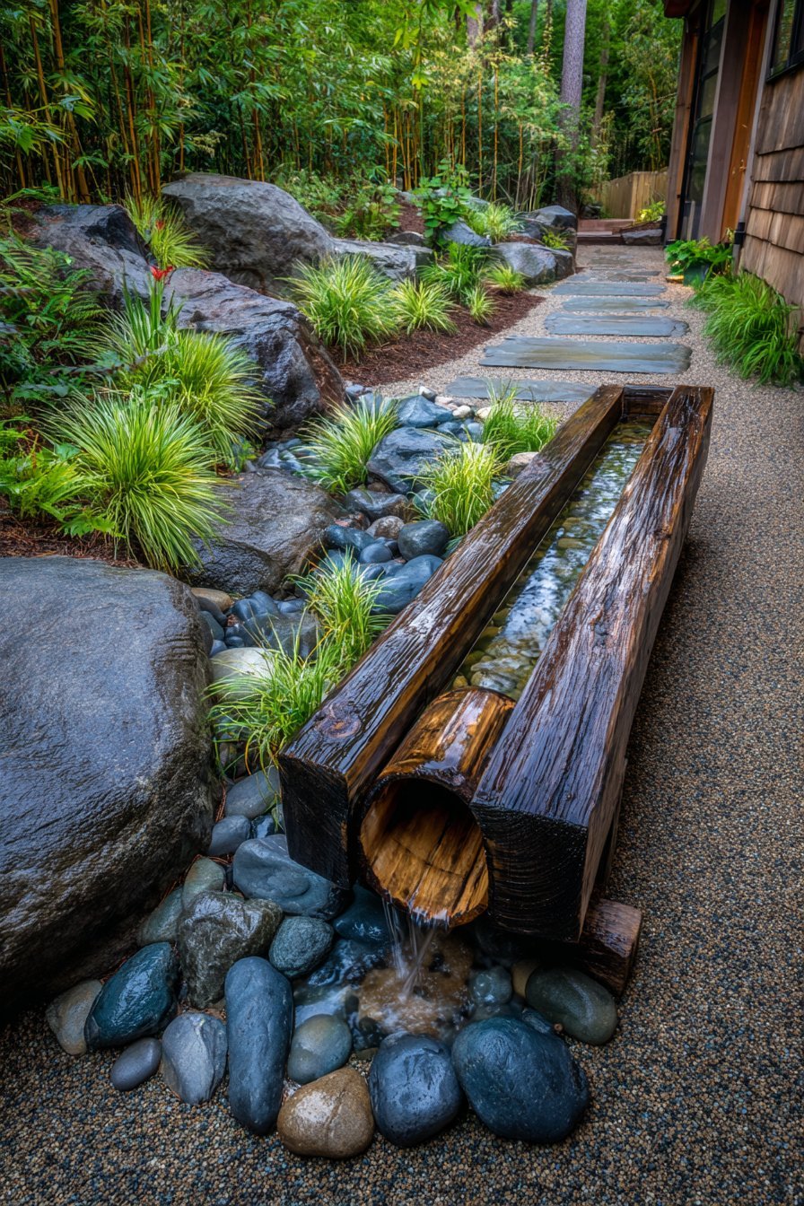 Sustainable Rain Garden with Japanese Aesthetic